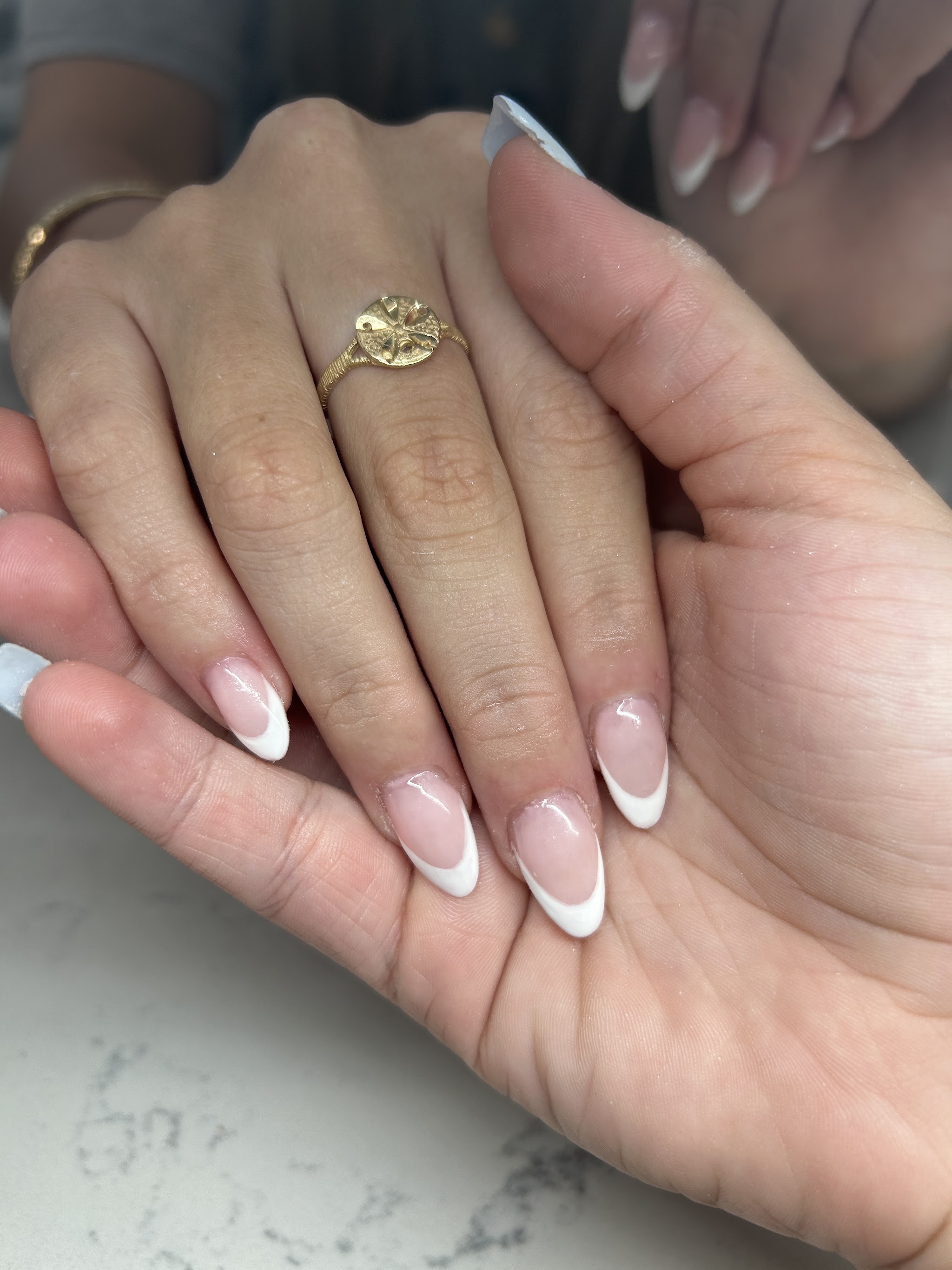 Classic white French tip nails